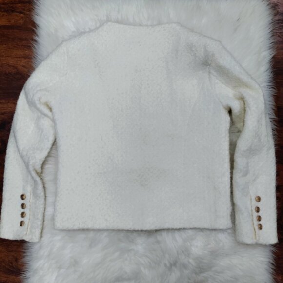 Luxelim Ivory Classic Boucle Wool Tweed Gold Tone Buttons Cropped Jacket Size XS - Picture 3 of 14